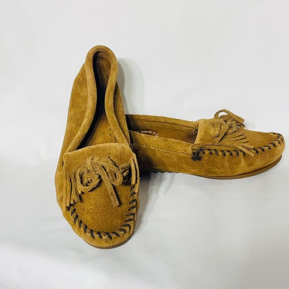 Minnetonka Kilty hardsole fringe slip-on Brown 6.5 - Picture 1 of 9